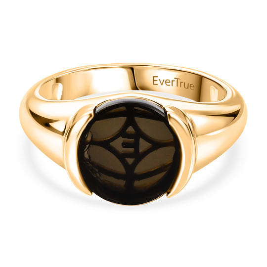 EVER TRUE AA Natürlich Schwarzer Obsidian Ring Nickelfreies Messing (Größe 18.00) ca. 1.69 ct