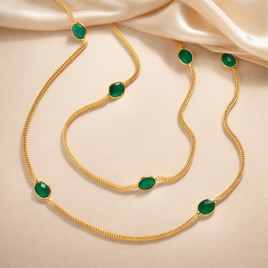 EVER TRUE Verde Onyx Halskette ca. 75 cm Nickelfreies Messing ca. 9.40 ct