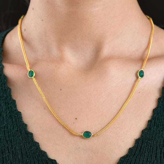 EVER TRUE Verde Onyx Halskette ca. 75 cm Nickelfreies Messing ca. 9.40 ct