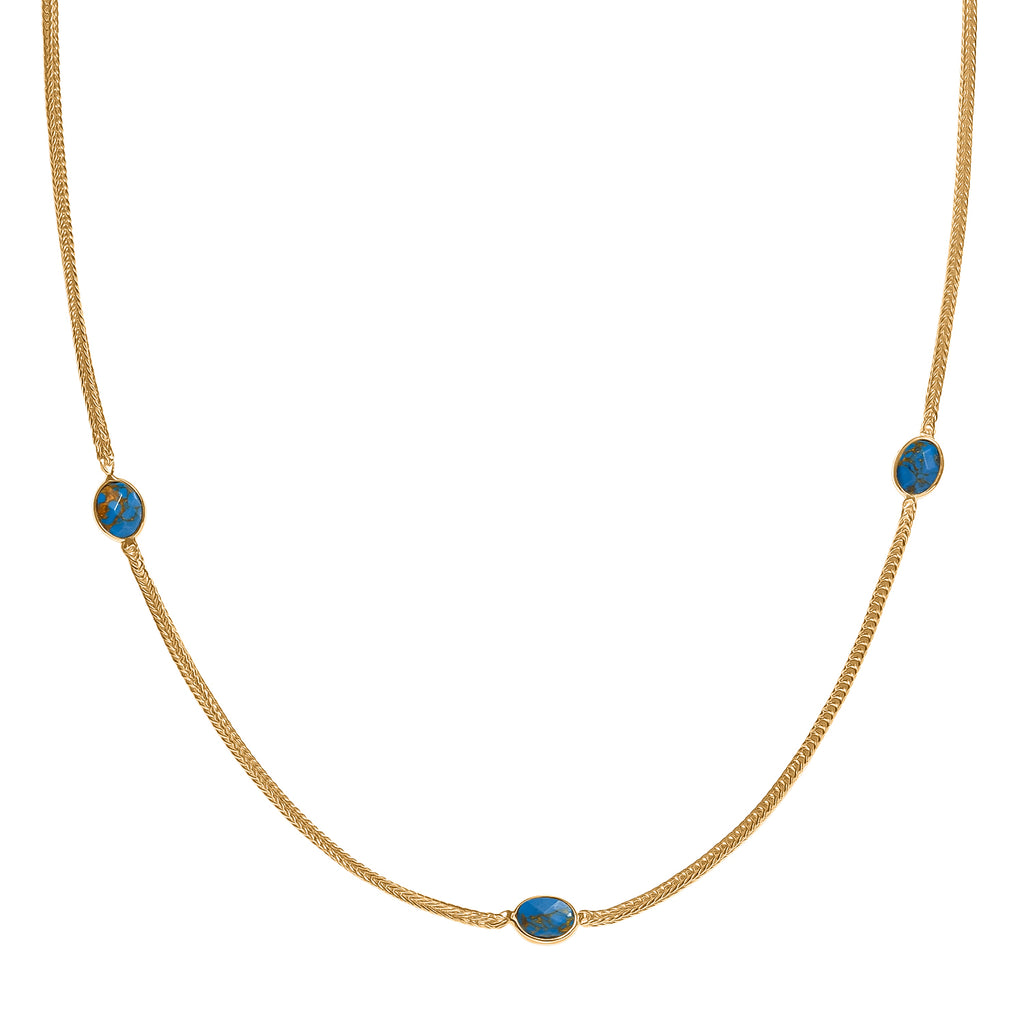 EVER TRUE Blauer Mojave Türkis Halskette ca. 75 cm Nickelfreies Messing ca. 8.50 ct