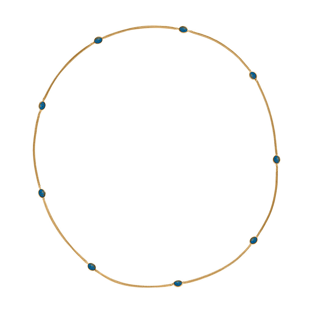 EVER TRUE Blauer Mojave Türkis Halskette ca. 75 cm Nickelfreies Messing ca. 8.50 ct