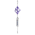 3D Windspiel, Aluminium und Kristall, 10,3x10,3x61cm, Blau-Violette