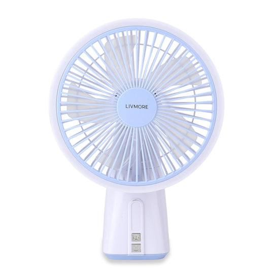 LIVMORE Akku Ventilator, oszillierend, 7 Zoll, Weiß