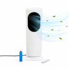 2200 Keramikheizlüfter mit Luftbefeuchter, flügelloser Ventilator, 120 Grad Oszillation, 3 Windstufen, 2 Heizstufen, UV Sterilisation, LED Licht, Fernbedienung, Weiß