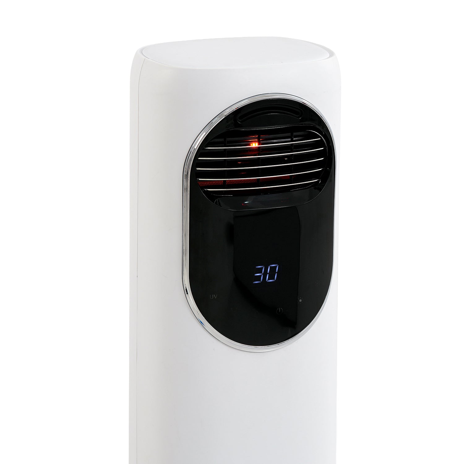 2200 Keramikheizlüfter mit Luftbefeuchter, flügelloser Ventilator, 120 Grad Oszillation, 3 Windstufen, 2 Heizstufen, UV Sterilisation, LED Licht, Fernbedienung, Weiß
