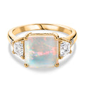 D'Joy AAA Natürlicher, äthiopischer Welo Opal, Moissanit Ring 925 Silber 750 Gelbgold Vermeil (Größe 17.00) ca. 3,04 ct