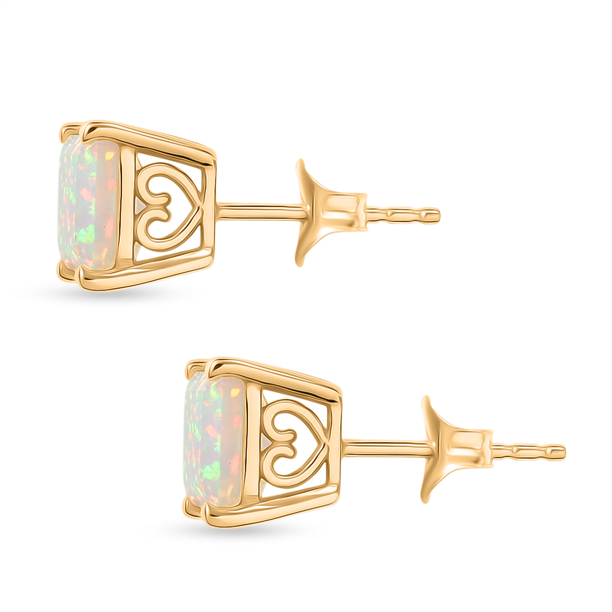 D'Joy AAA Natürlicher, äthiopischer Welo Opal Ohrringe 925 Silber 750 Gelbgold Vermeil ca. 2.91 ct