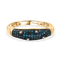 D'Joy Blauer Diamant, Weißer Diamant Ring 925 Silber Rhodiniert und 750 Gelbgold Vermeil (Größe 18.00) ca. 0,35 ct