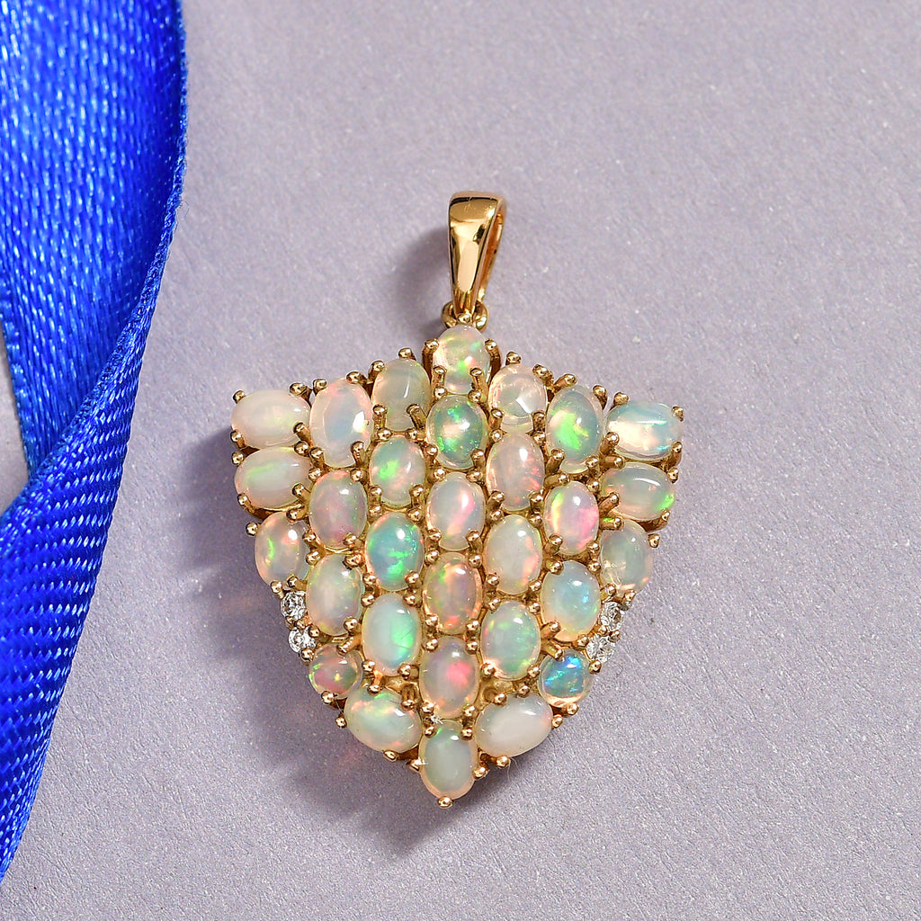 D'Joy AA Natürlicher, äthiopischer Welo Opal Anhänger 925 Silber 750 Gelbgold Vermeil ca. 3,40 ct.