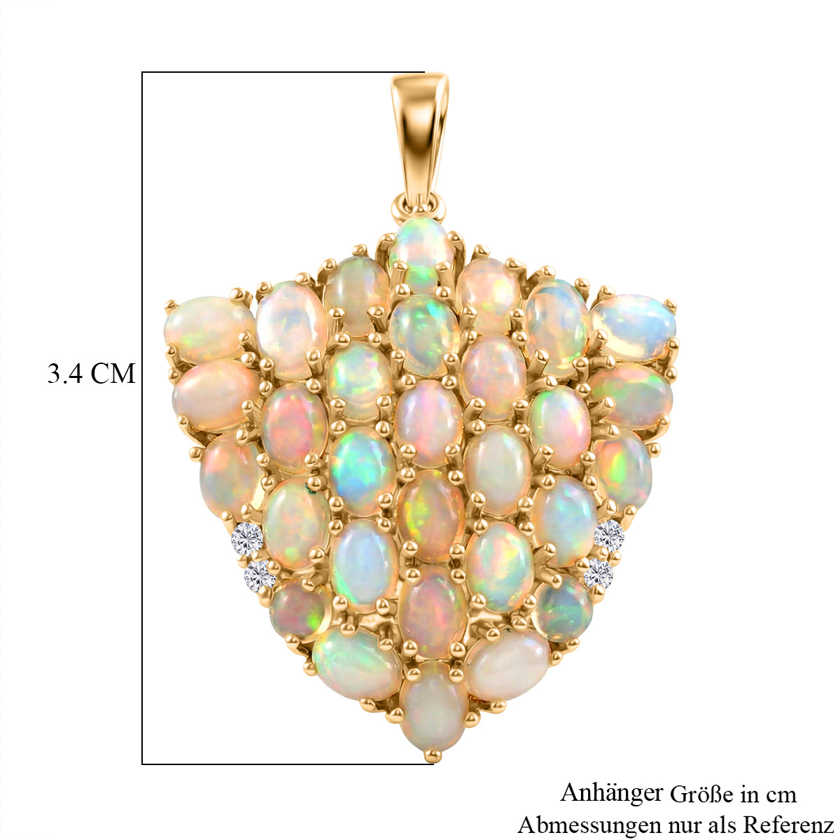D'Joy AA Natürlicher, äthiopischer Welo Opal Anhänger 925 Silber 750 Gelbgold Vermeil ca. 3,40 ct.