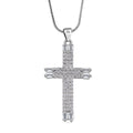Weiße Zirkonia Kreuz-Halskette in Silberton, 52+5cm