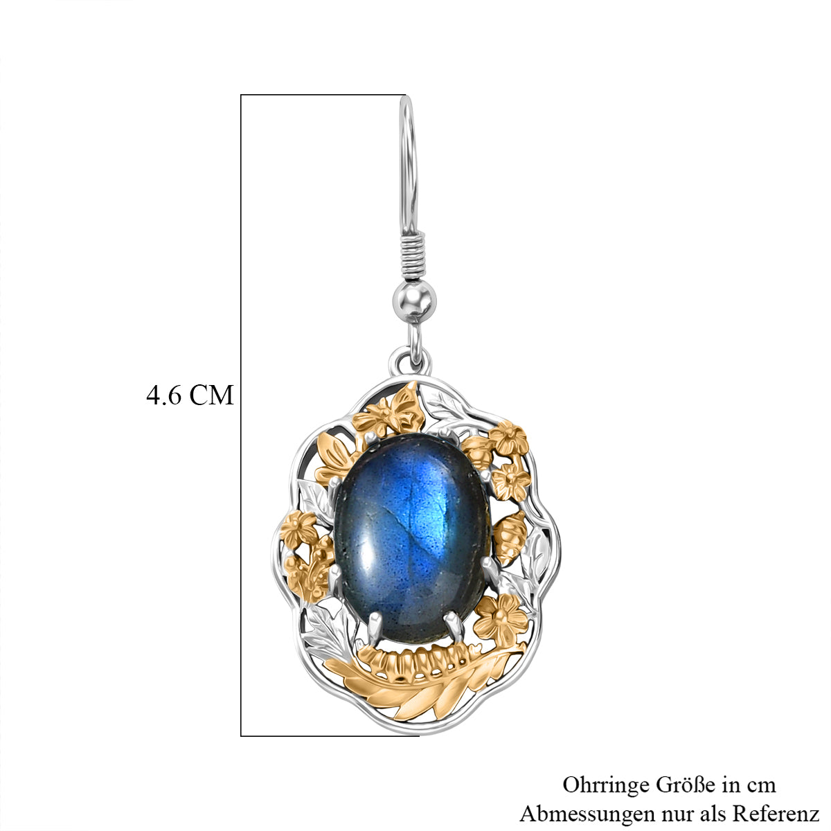 EVER TRUE AAA Labradorit Ohrringe, Edelstahl Fischhaken, Nickelfreies Messing ca. 13.00 ct