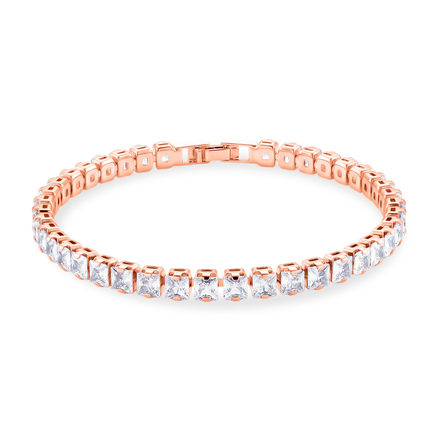 Weißer Zirkonia Armband ca. 19 cm Nickelfreies Messing rosévergoldet