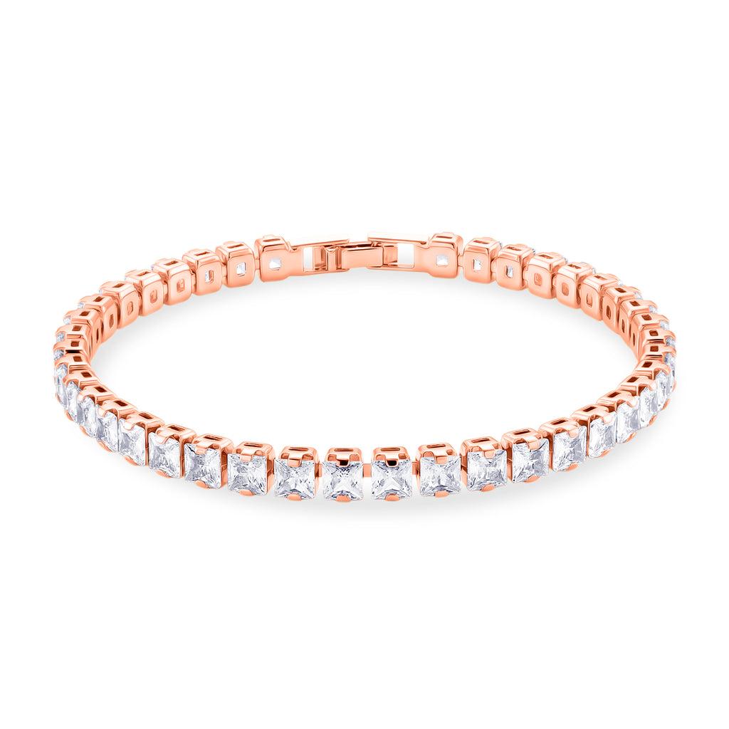 Weißer Zirkonia Armband ca. 19 cm Nickelfreies Messing rosévergoldet
