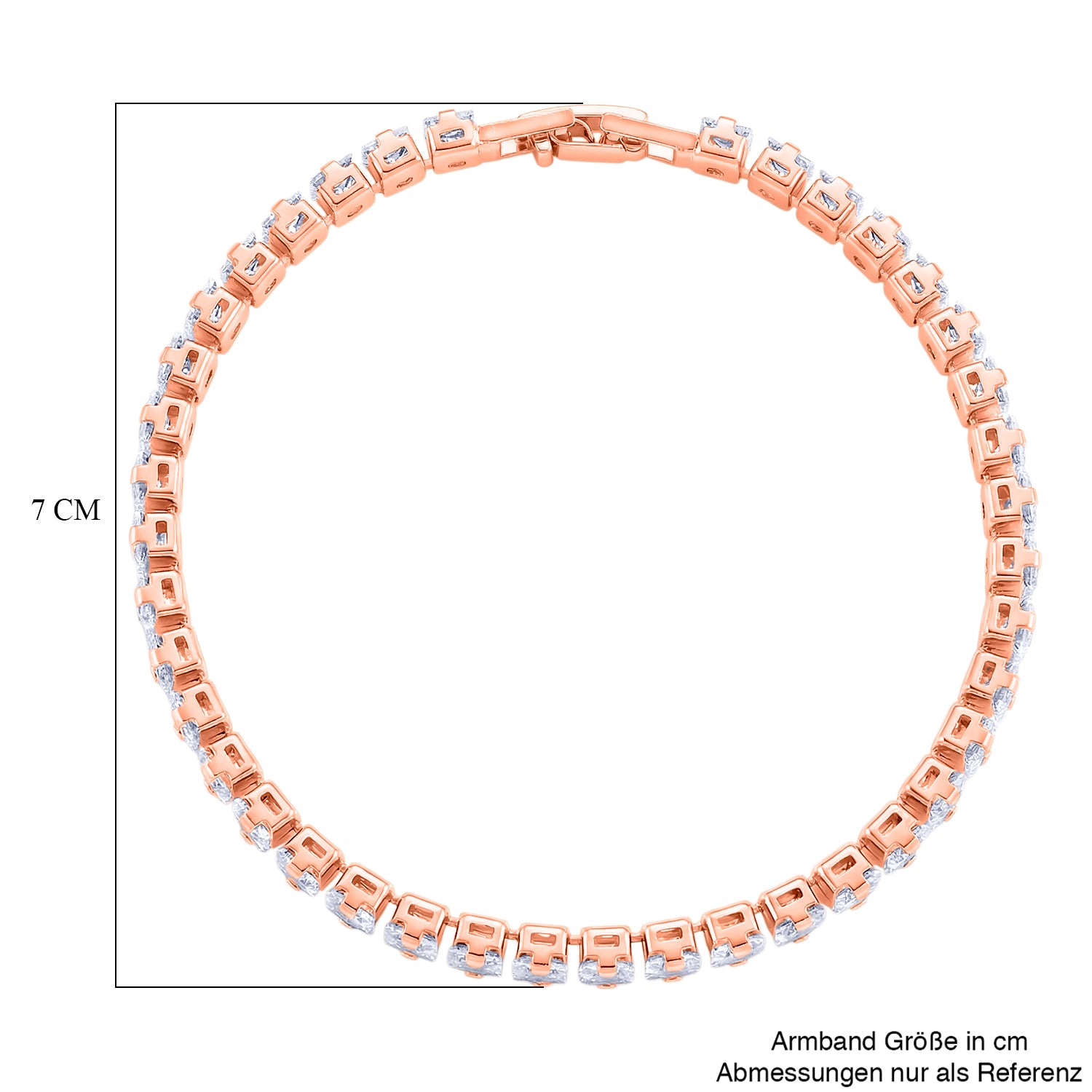 Weißer Zirkonia Armband ca. 19 cm Nickelfreies Messing rosévergoldet