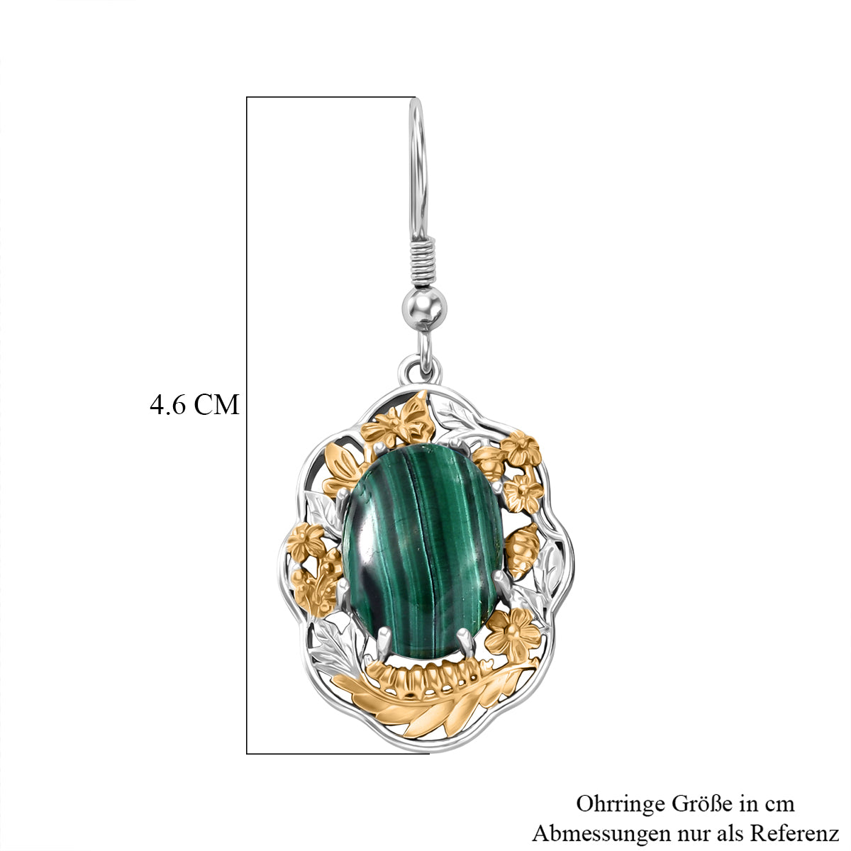 EVER TRUE AA Malachit Ohrringe Nickelfreies Messing ca. 14.50 ct