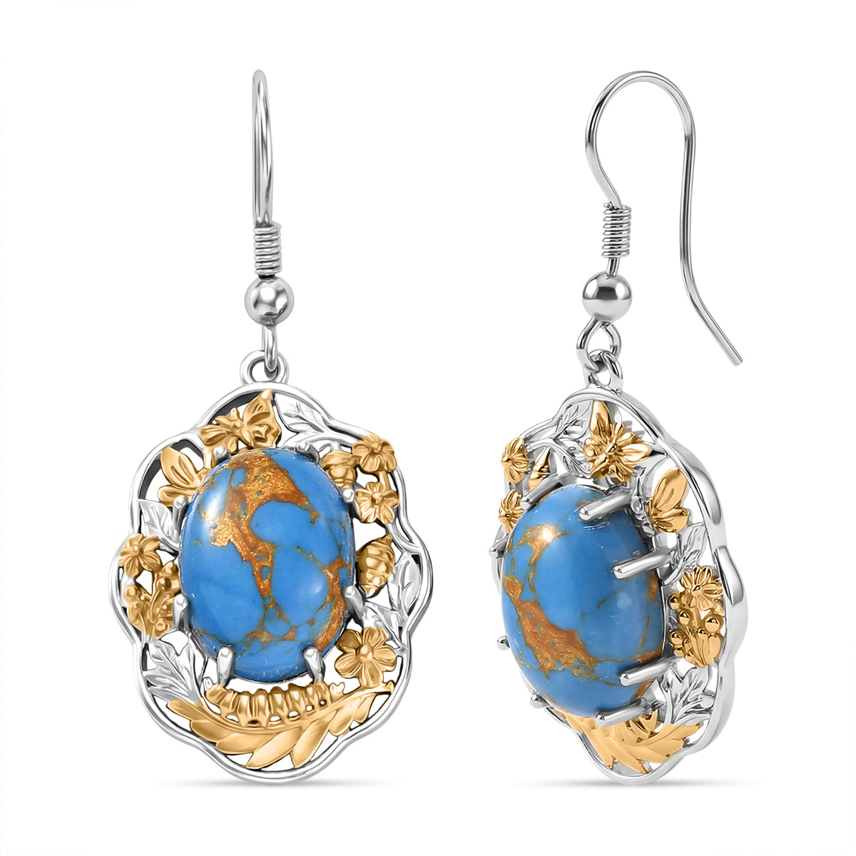 EVER TRUE AA Blauer Mojave Türkis Ohrringe Nickelfreies Messing ca. 10.40 ct