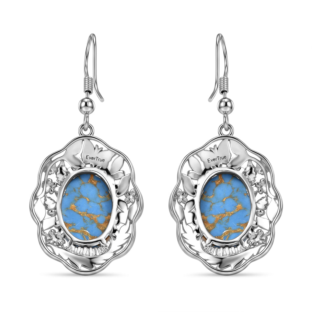 EVER TRUE AA Blauer Mojave Türkis Ohrringe Nickelfreies Messing ca. 10.40 ct
