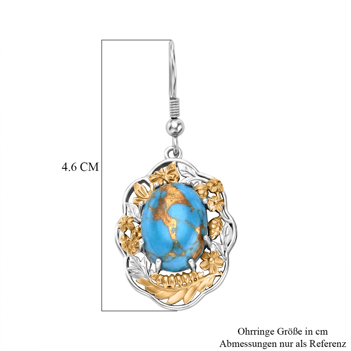 EVER TRUE AA Blauer Mojave Türkis Ohrringe Nickelfreies Messing ca. 10.40 ct