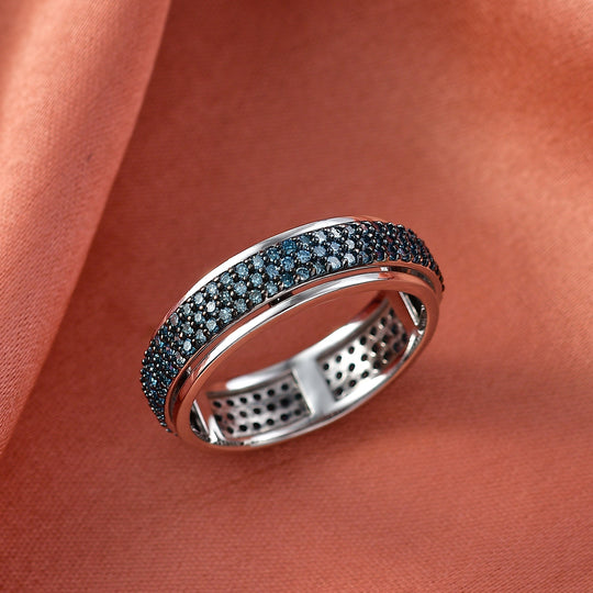 LUXURIANT DIAMOND - Lab Grown Blauer Diamant SI-GH SGL zertifiziert Ring 925 Silber rhodiniert (Größe 21.00) ca. 1,00 ct