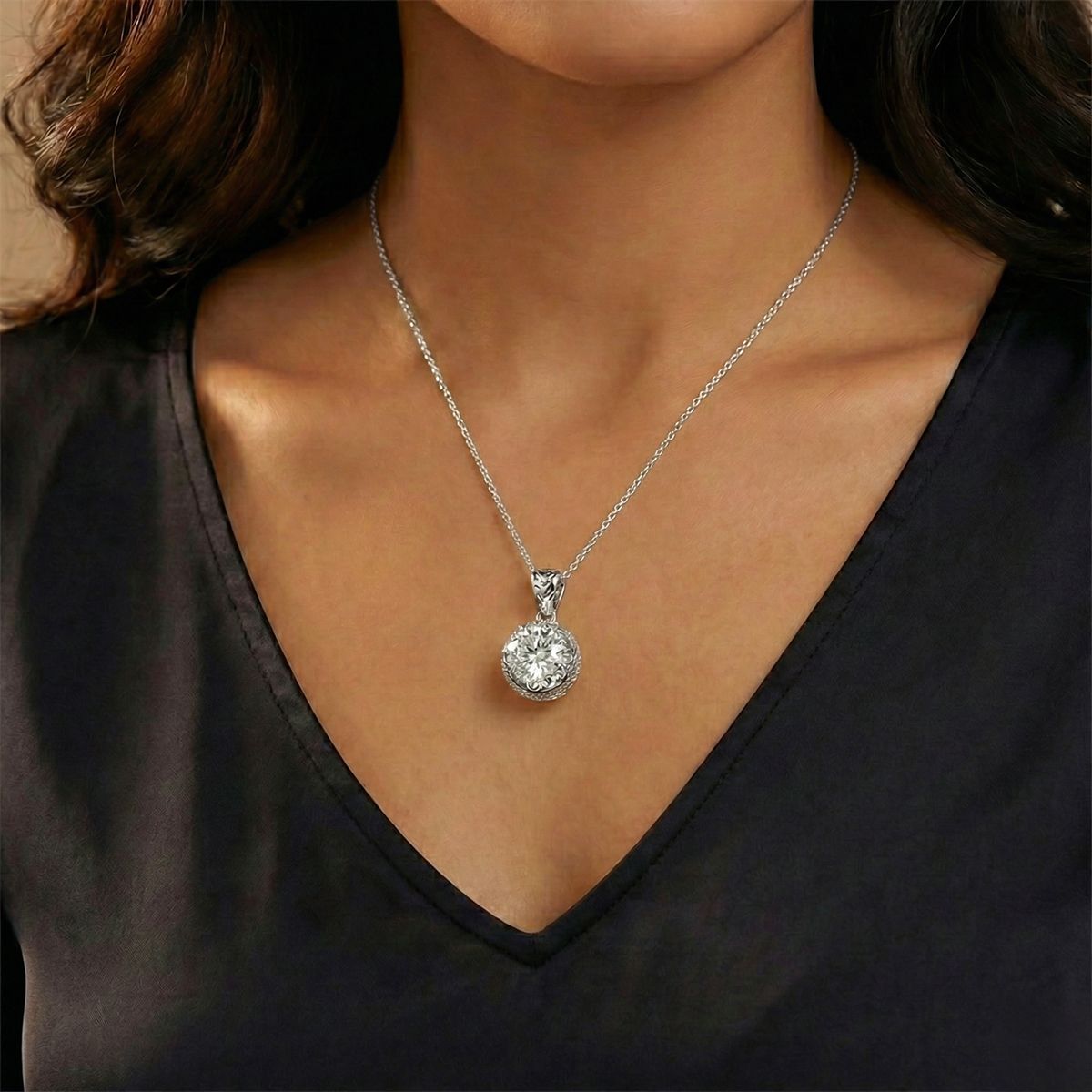 D'Joy Moissanit Anhänger 925 Silber rhodiniert ca. 2.23 ct