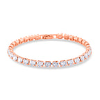 Designer inspiriert - Weißer Zirkonia Herz-Armband ca. 19 cm Nickelfreies Messing, rosévergoldet