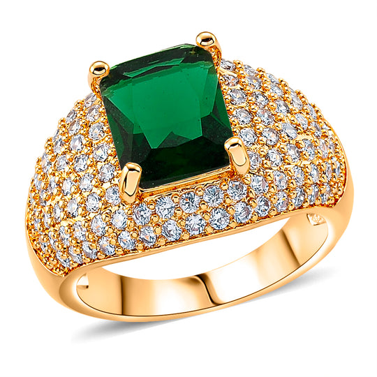 Rosa Zirkonia, Weißer Zirkonia Ring Nickelfreies Messing gelb vergoldet (Größe 19.50)