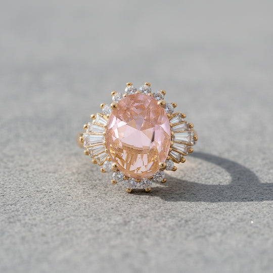 Rosa Zirkonia, Weißer Zirkonia Ring Nickelfreies Messing (Größe 18.75)