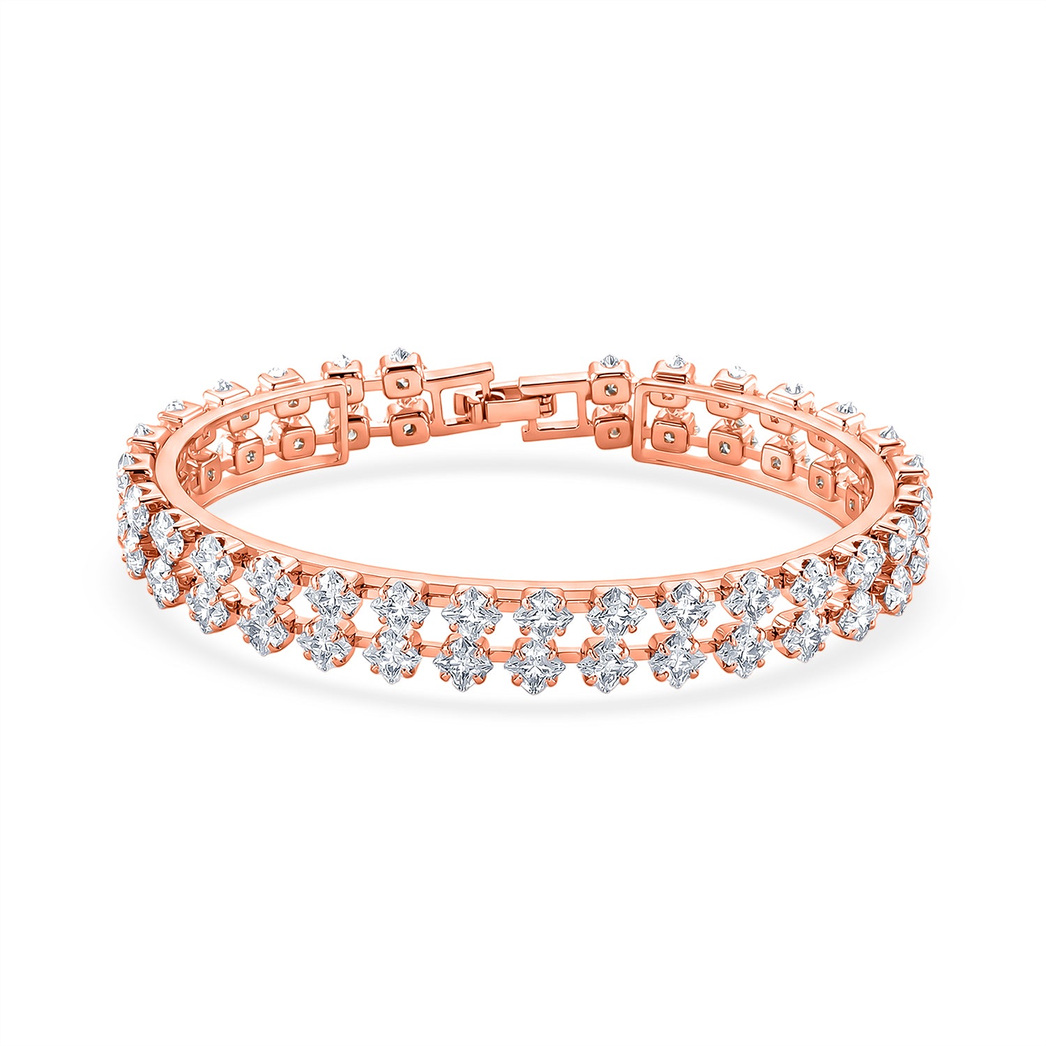 Designer inspiriert - Weißer Zirkonia Armband ca. 19 cm Nickelfreies Messing, rosévergoldet