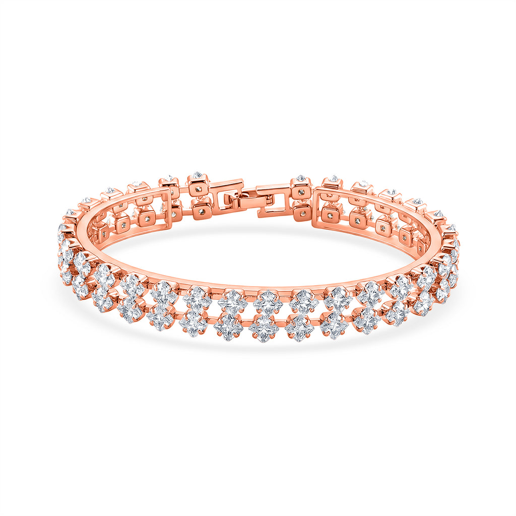 Designer inspiriert - Weißer Zirkonia Armband ca. 19 cm Nickelfreies Messing, rosévergoldet