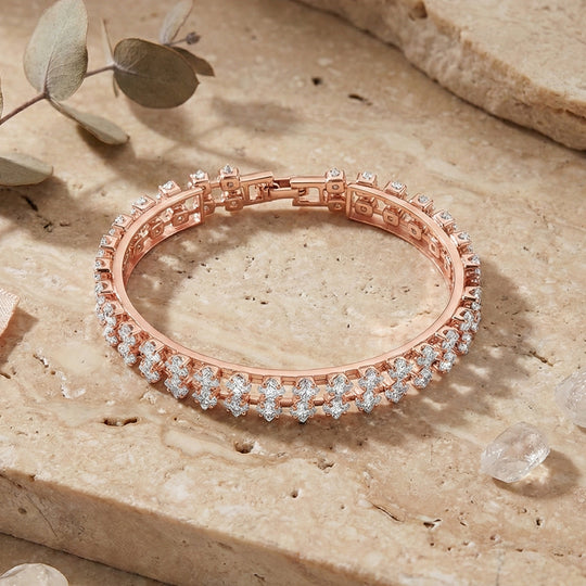 Designer inspiriert - Weißer Zirkonia Armband ca. 19 cm Nickelfreies Messing, rosévergoldet
