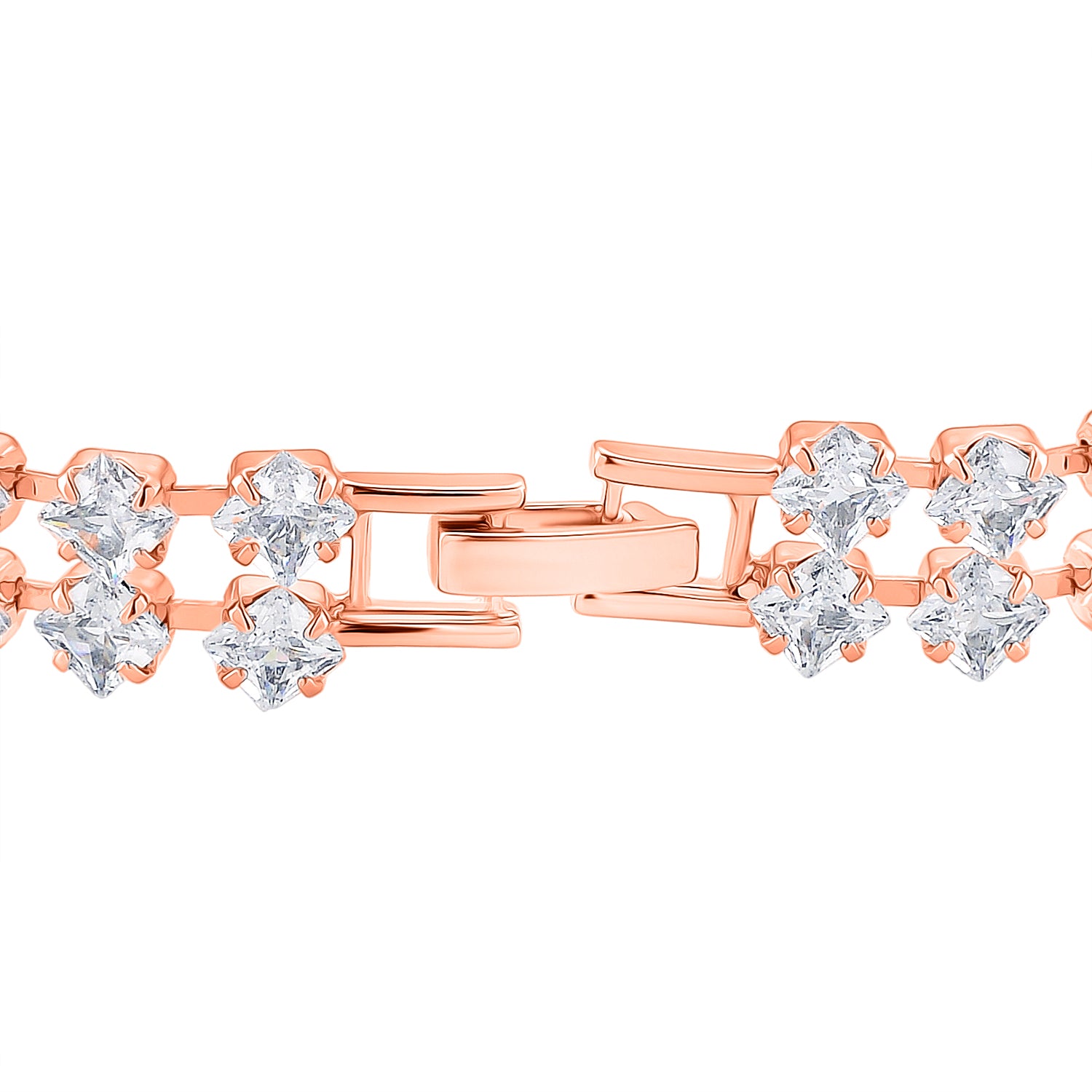 Designer inspiriert - Weißer Zirkonia Armband ca. 19 cm Nickelfreies Messing, rosévergoldet