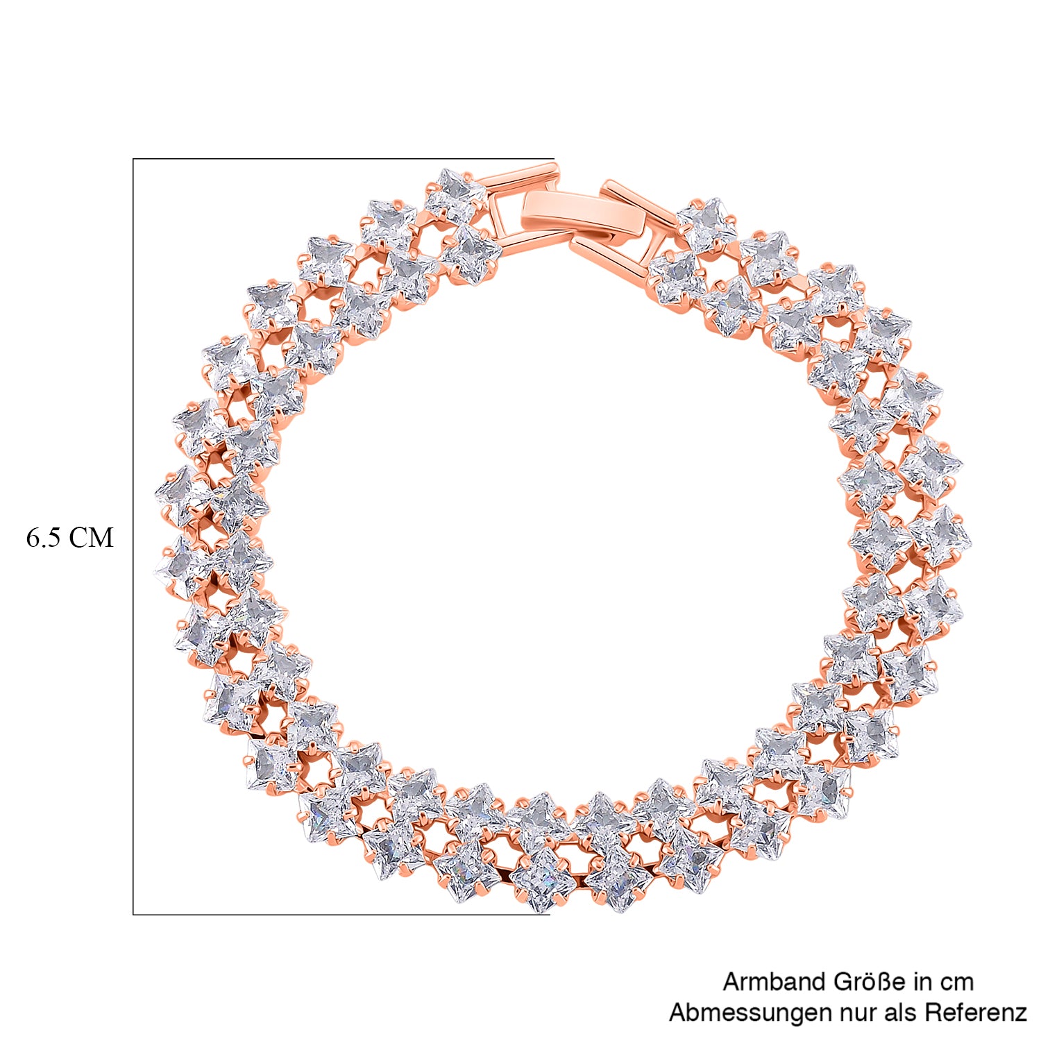 Designer inspiriert - Weißer Zirkonia Armband ca. 19 cm Nickelfreies Messing, rosévergoldet