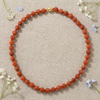 D'Joy Burmesischer Rote Jadeit Jade graviert Halskette ca. 50 cm 925 Silber vergoldet ca. 330.00 ct