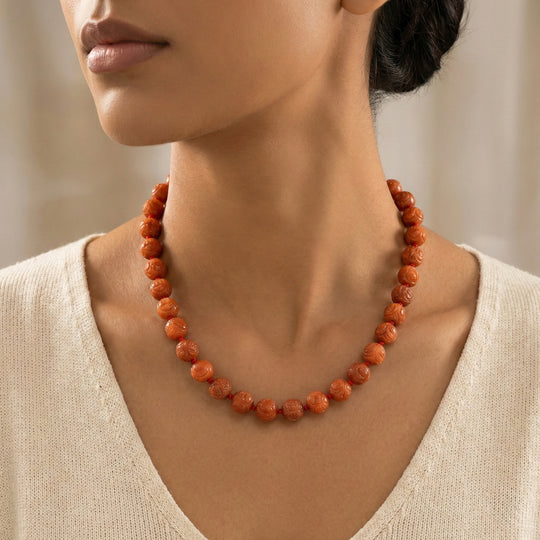 D'Joy Burmesischer Rote Jadeit Jade graviert Halskette ca. 50 cm 925 Silber vergoldet ca. 330.00 ct