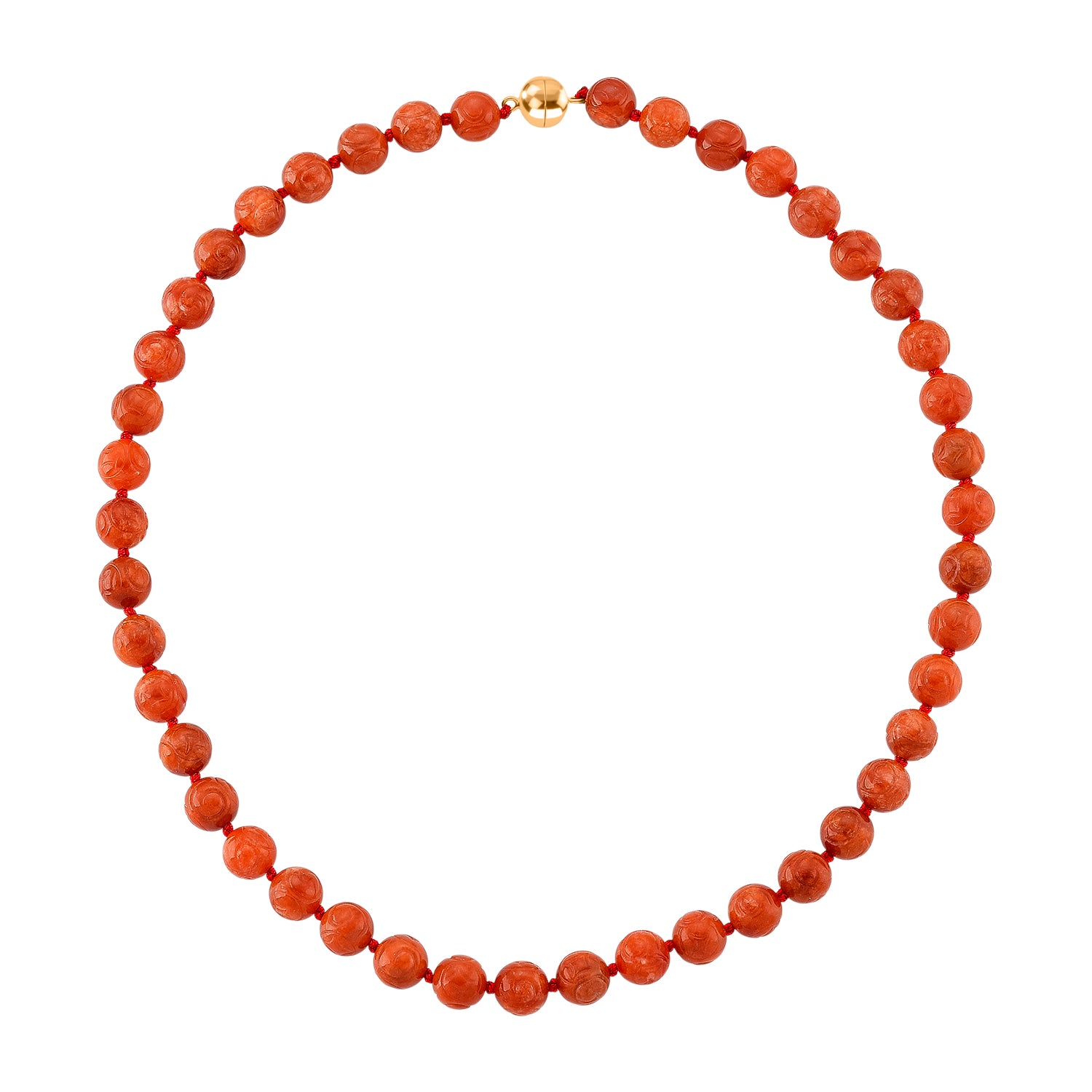 D'Joy Burmesischer Rote Jadeit Jade graviert Halskette ca. 50 cm 925 Silber vergoldet ca. 330.00 ct