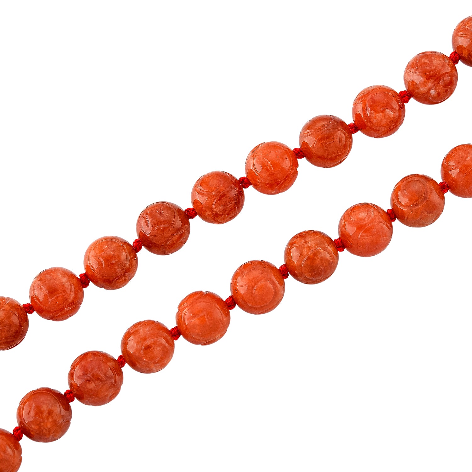 D'Joy Burmesischer Rote Jadeit Jade graviert Halskette ca. 50 cm 925 Silber vergoldet ca. 330.00 ct