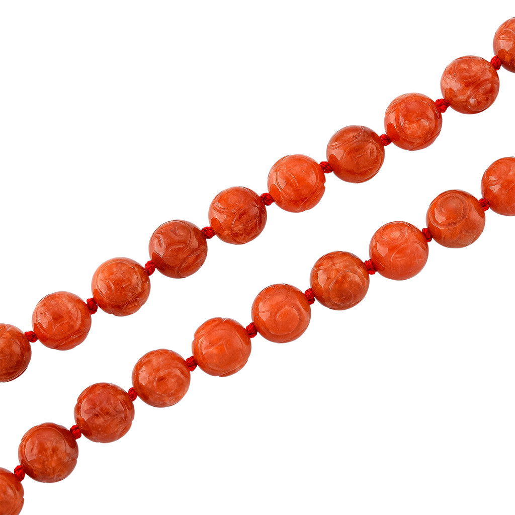 D'Joy Burmesischer Rote Jadeit Jade graviert Halskette ca. 50 cm 925 Silber vergoldet ca. 330.00 ct