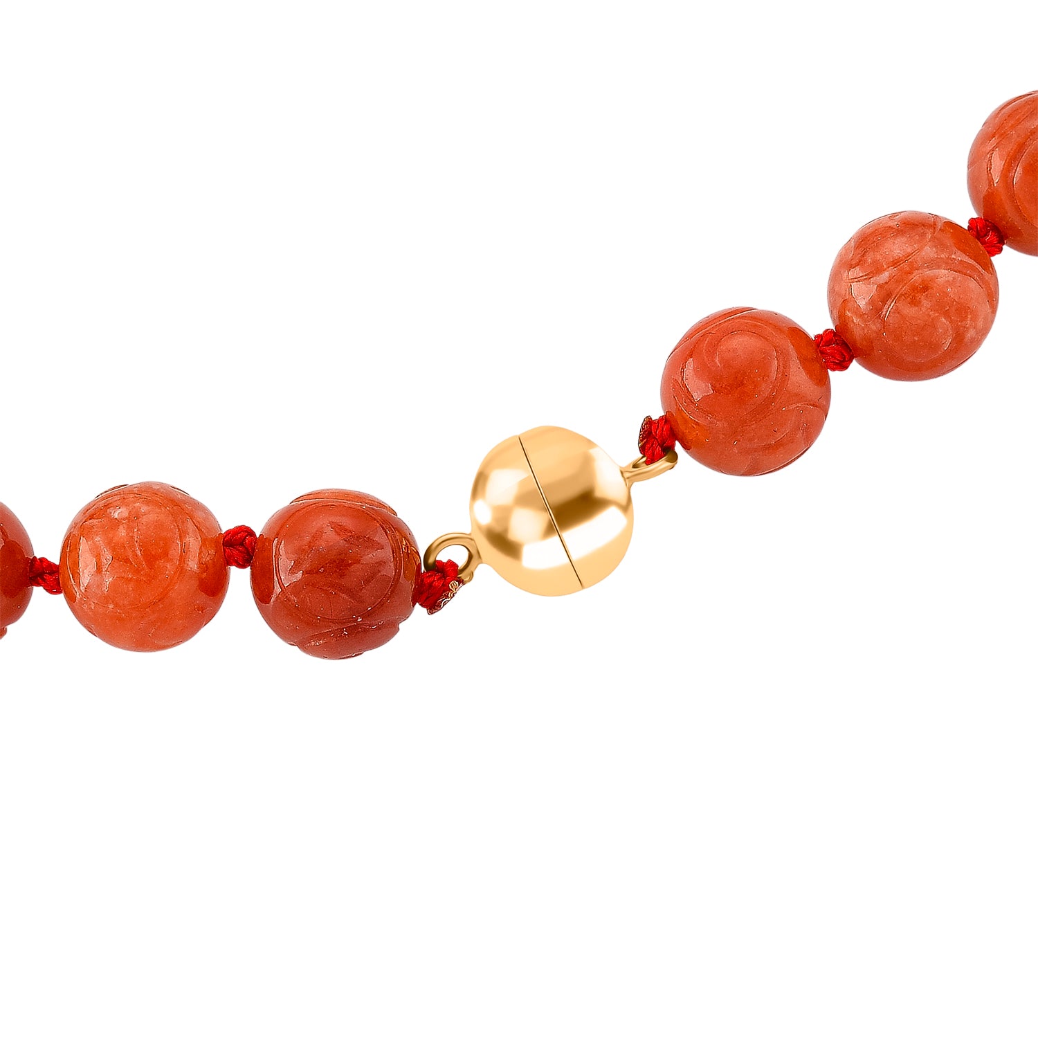 D'Joy Burmesischer Rote Jadeit Jade graviert Halskette ca. 50 cm 925 Silber vergoldet ca. 330.00 ct