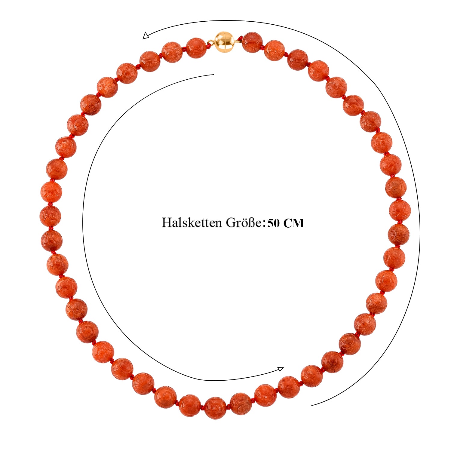 D'Joy Burmesischer Rote Jadeit Jade graviert Halskette ca. 50 cm 925 Silber vergoldet ca. 330.00 ct