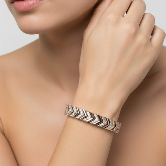 Weißer Zirkonia Armband ca. 19 cm Nickelfreies Messing 6.00 ct