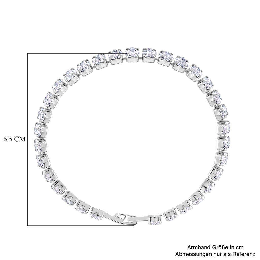 Designer inspiriert - Weißer Zirkonia Herz-Armband ca. 19 cm Nickelfreies Messing