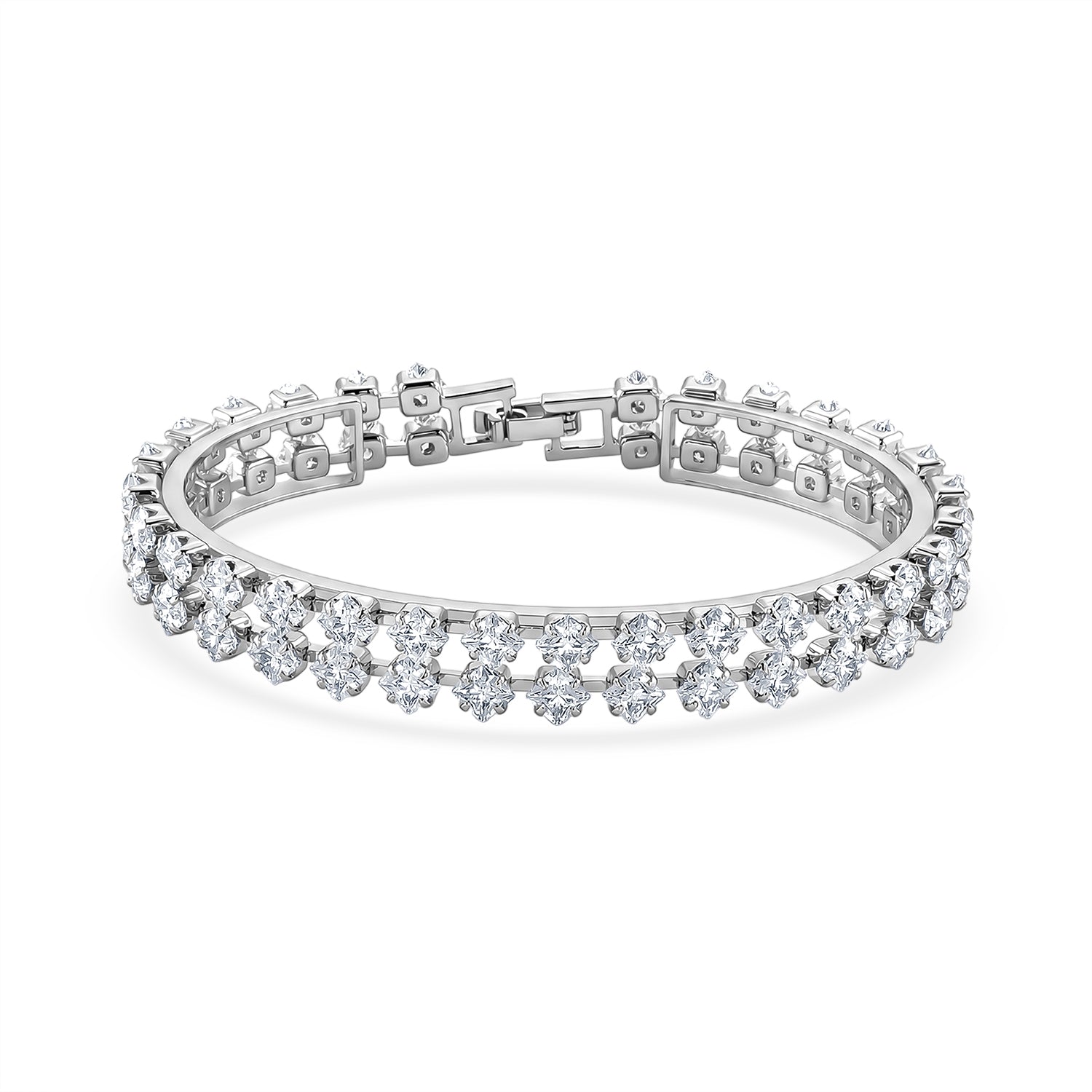 Designer inspiriert - Weißer Zirkonia Armband ca. 19 cm Nickelfreies Messing