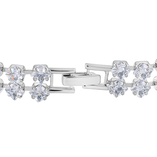 Designer inspiriert - Weißer Zirkonia Armband ca. 19 cm Nickelfreies Messing