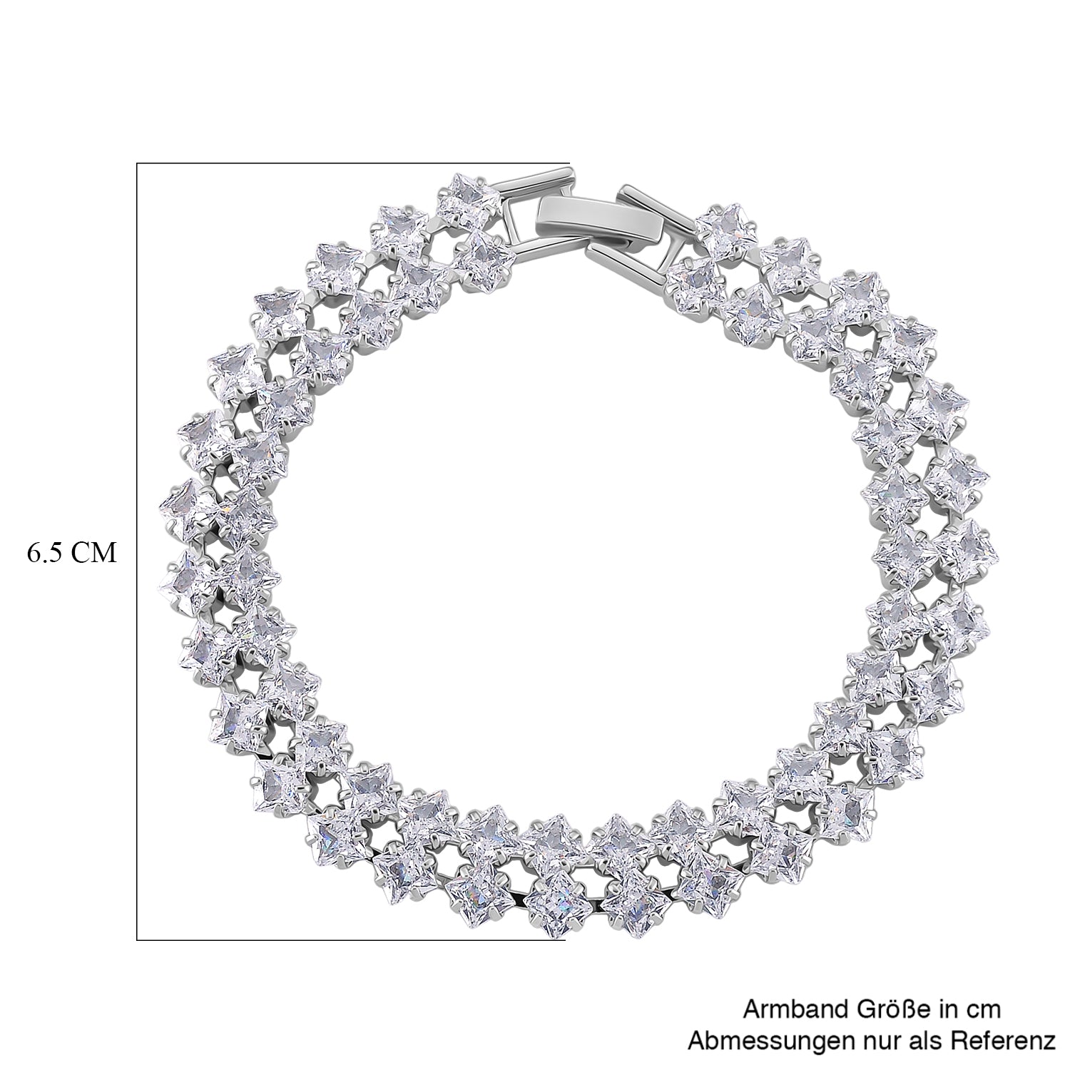 Designer inspiriert - Weißer Zirkonia Armband ca. 19 cm Nickelfreies Messing
