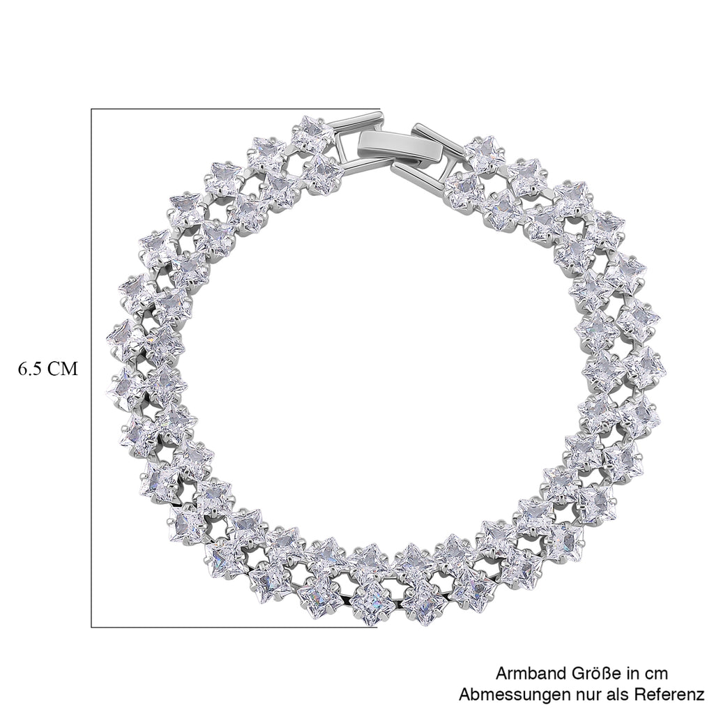 Designer inspiriert - Weißer Zirkonia Armband ca. 19 cm Nickelfreies Messing