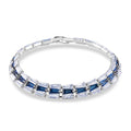 Weißer Zirkonia, Blaues Glas Armband ca. 19 cm Nickelfreies Messing