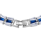 Weißer Zirkonia, Blaues Glas Armband ca. 19 cm Nickelfreies Messing