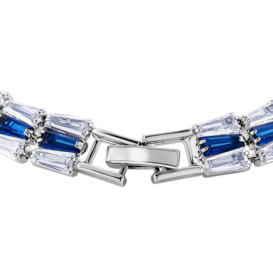 Weißer Zirkonia, Blaues Glas Armband ca. 19 cm Nickelfreies Messing