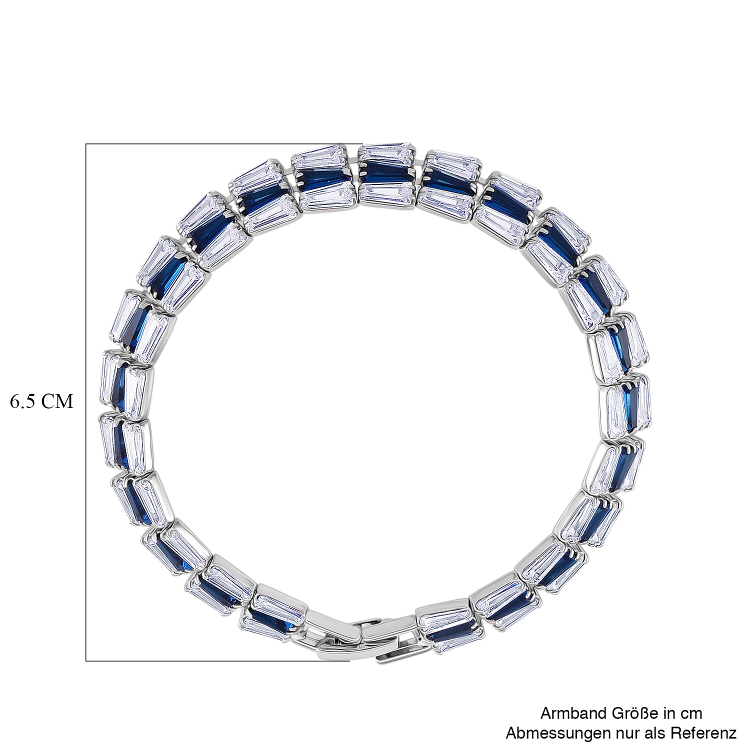 Weißer Zirkonia, Blaues Glas Armband ca. 19 cm Nickelfreies Messing